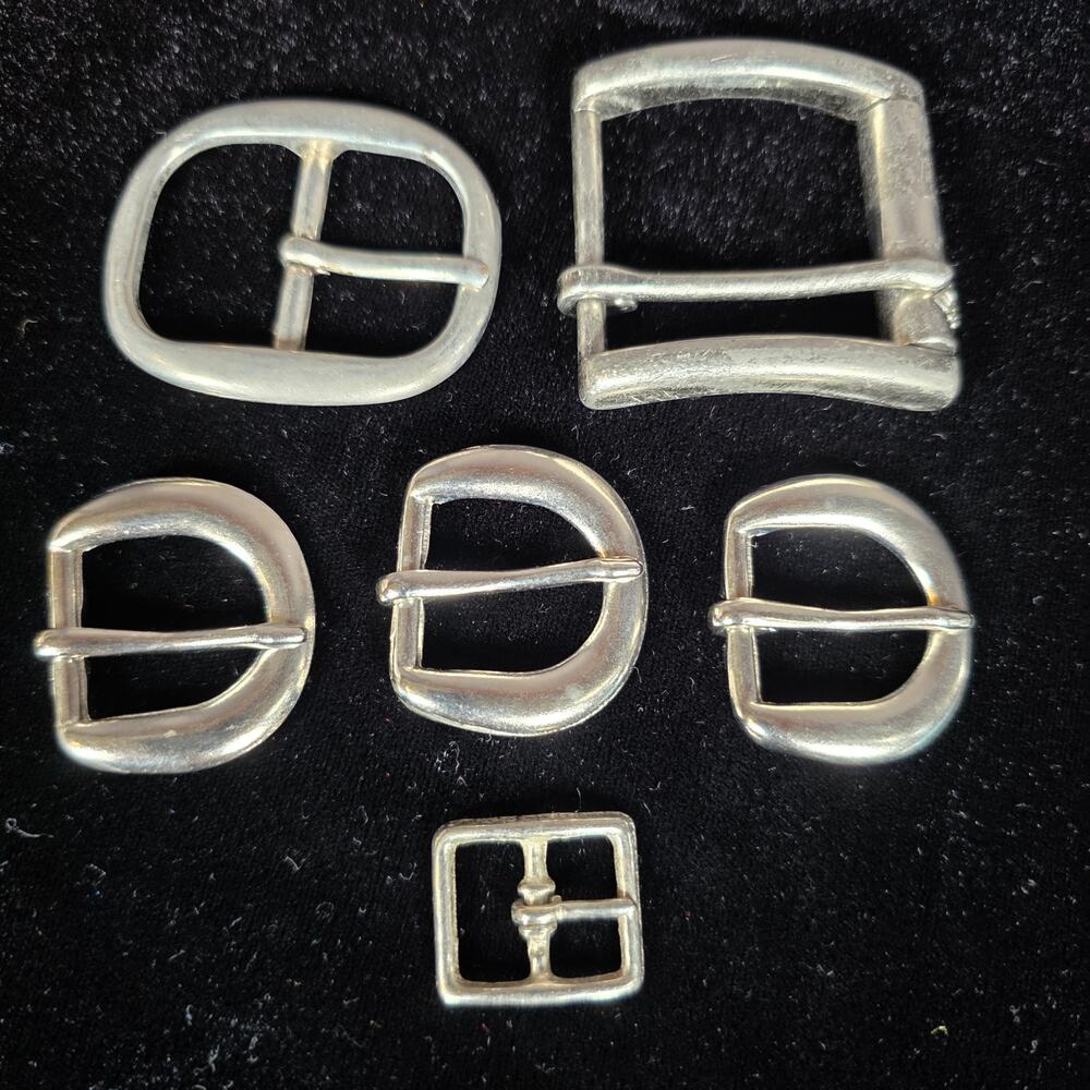 6 Steel/Nickel Belt Buckles Belts 1.5" - .5" Single Prong Crafting DIY Leather